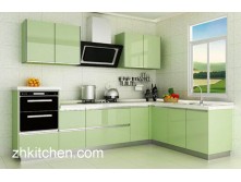 green Glossy Kitchen Cabinet Design
